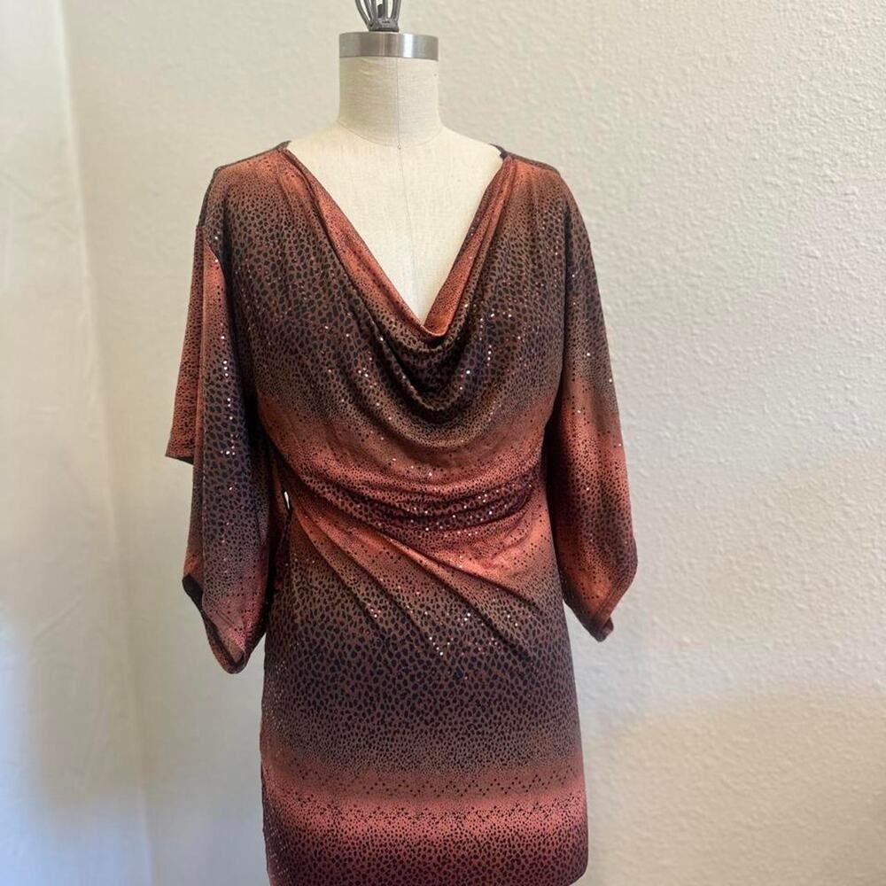 Sparks women’s Sm dress Brown & Black Leopard Print Mini Dress Gradient Effect